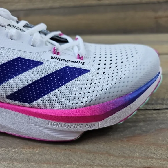 adidas Adizero SL Men's Running Shoes White/Lucid Blue/Fuschia - Picture 12 of 12